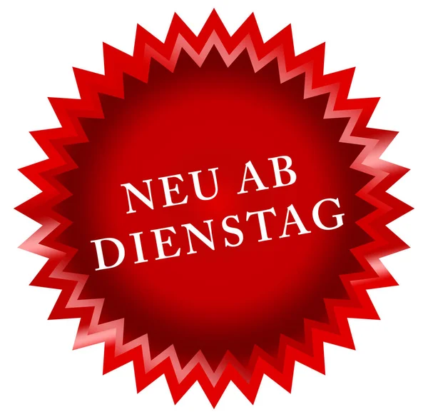 Neu ab Dienstag web Sticker Button — Stock fotografie