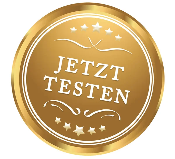 Botão de etiqueta web testen Jetzt — Fotografia de Stock