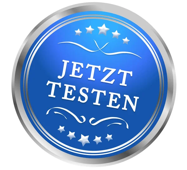 Jetzt testen Web klistermärke knappen — Stockfoto