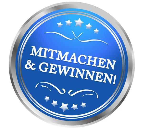 Mitmachen i Gewinnen! przycisk naklejki internetowej — Zdjęcie stockowe