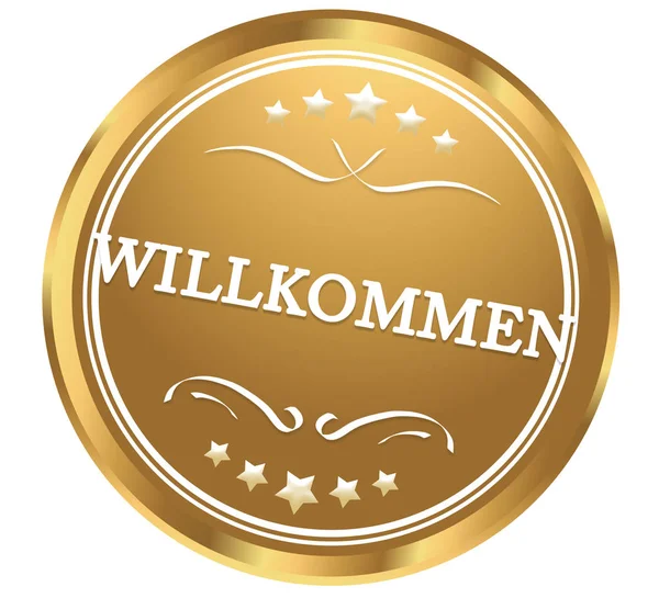 Tlačítko na webové nálepce Willkommen — Stock fotografie