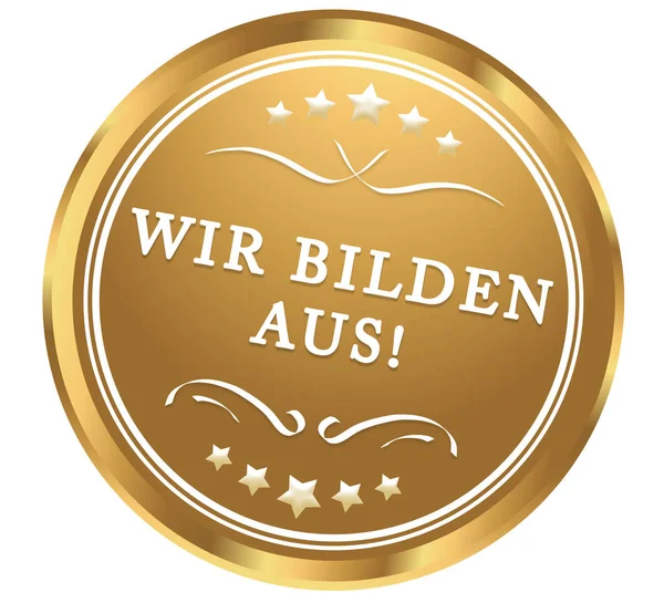 Wir bauen aus! Web-Sticker-Taste — Stockfoto