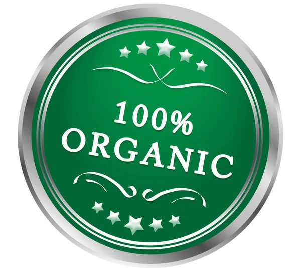 100% web orgánica Botón de etiqueta engomada —  Fotos de Stock
