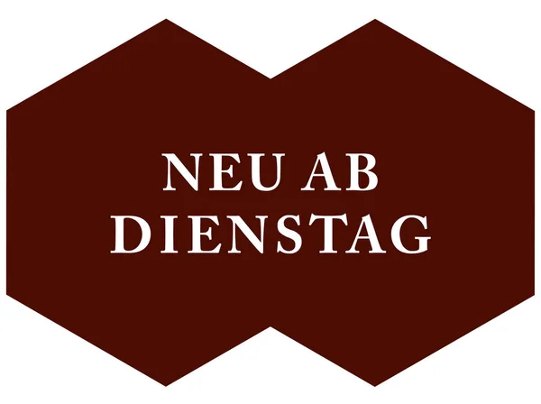 Neu ab Dienstag webステッカーボタン — ストック写真