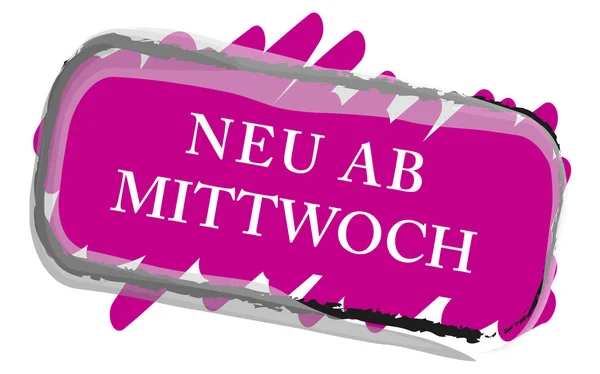 Przycisk naklejki Neu ab Mittwoch — Zdjęcie stockowe