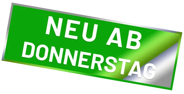 Neu ab Donnerstag web Sticker Button — Stock Photo, Image