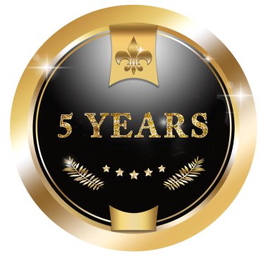 5 yıl altın siyah metal Sticker