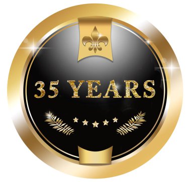 35 yıl altın siyah metal Sticker