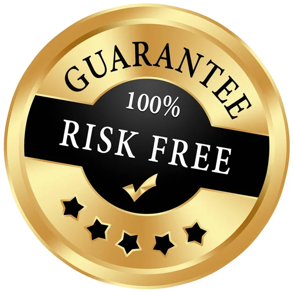 Risk ücretsiz garanti altın Web düğmesi — Stok fotoğraf