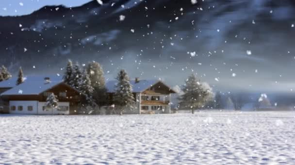 House Snow Snowfall — Stock Video