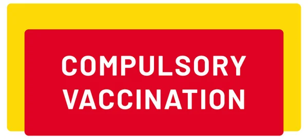 Obligatorisk Vaccination Väv Klistermärke Knapp — Stockfoto