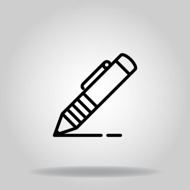 Siyah çizgi biçimli tükenmez kalem simgesi veya simgesi