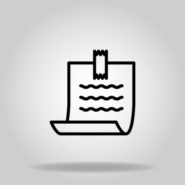 Siyah çizgi biçimli kağıt not simgesinin logosu veya sembolü