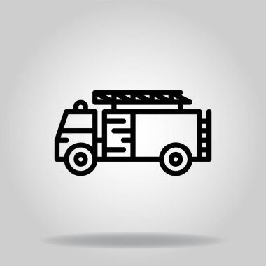 Siyah çizgili bir itfaiye aracı simgesi ya da logosu