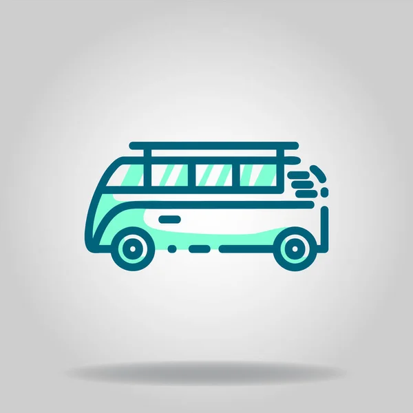 Kili Mavi Renkli Mini Bus Retro Simgesinin Logosu Veya Sembolü — Stok Vektör