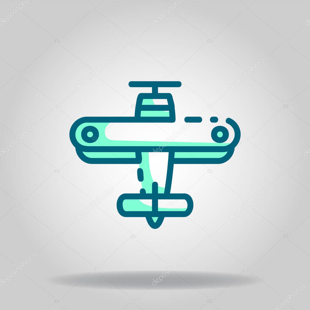 Logo or symbol of airplane icon with twotone blue color style