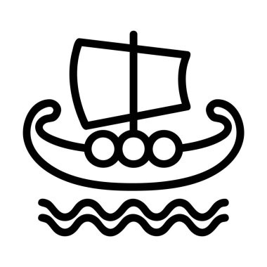 Siyah çizgili Viking tekne simgesinin logosu veya sembolü
