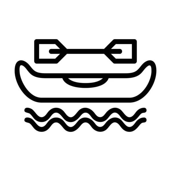 ブラックラインスタイルのカヌーアイコンのロゴやシンボル — ストックベクタ