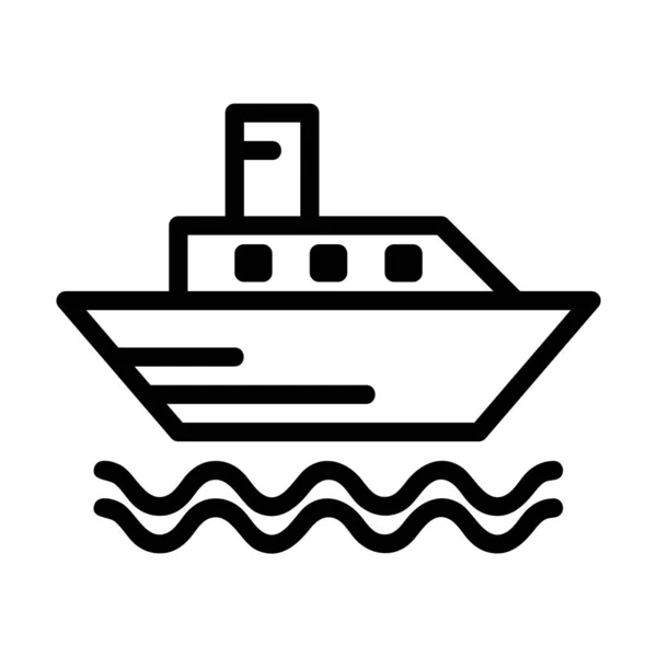 Logotipo Símbolo Del Icono Del Ferry Con Estilo Línea Negra — Vector de stock