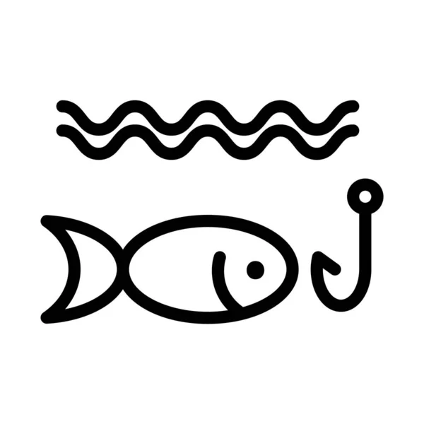 Logotyp Eller Symbol För Fiske Fisk Ikon Med Svart Linje — Stock vektor