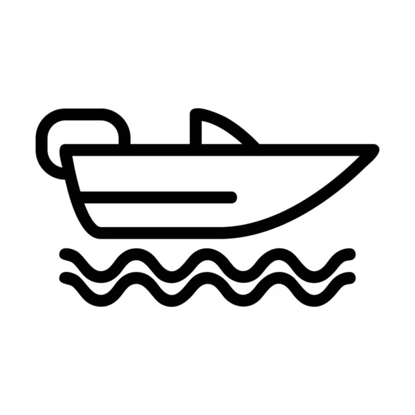 Logotyp Eller Symbol För Motorbåt Ikon Med Svart Linje Stil — Stock vektor