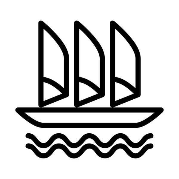 Logo Oder Symbol Des Segelboot Symbols Mit Schwarzem Linienstil — Stockvektor