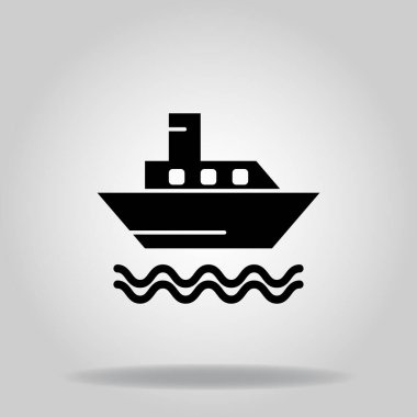 Siyah dolgu biçimli feribot simgesinin logosu veya sembolü