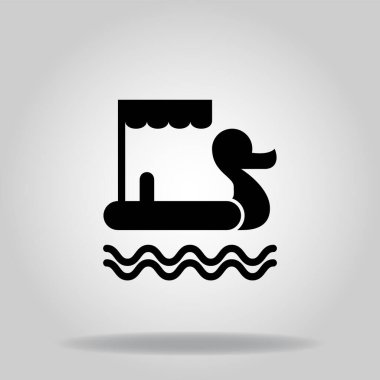 Siyah dolgu stili ördek teknesi simgesi ya da logosu