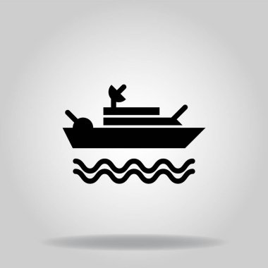 Siyah dolgu biçimli savaş gemisi simgesinin logosu veya sembolü