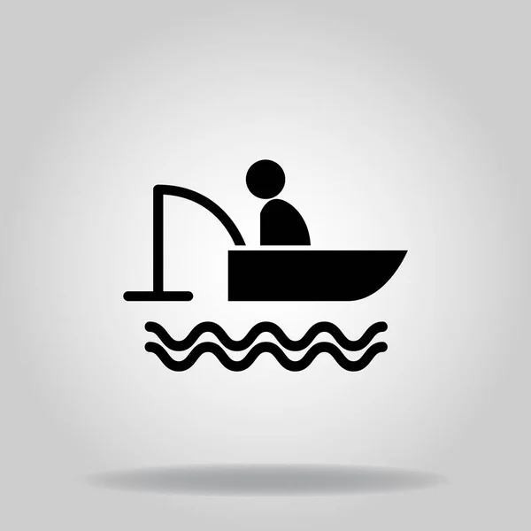 Logo Symbole Icône Bateau Pêche Avec Style Remplissage Noir — Image vectorielle