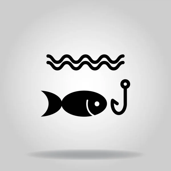 Logo Symbole Poisson Pêche Icône Avec Style Remplissage Noir — Image vectorielle