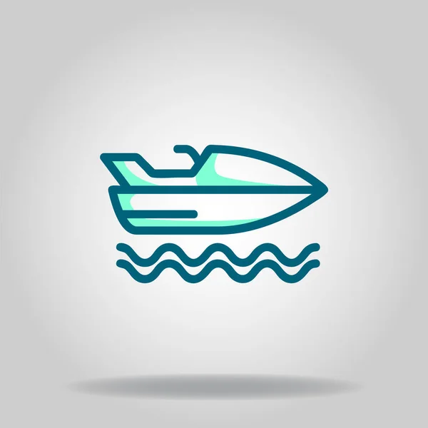 Logó Vagy Szimbólum Hajó Motoros Ikon Két Kék Színű Stílus — Stock Vector