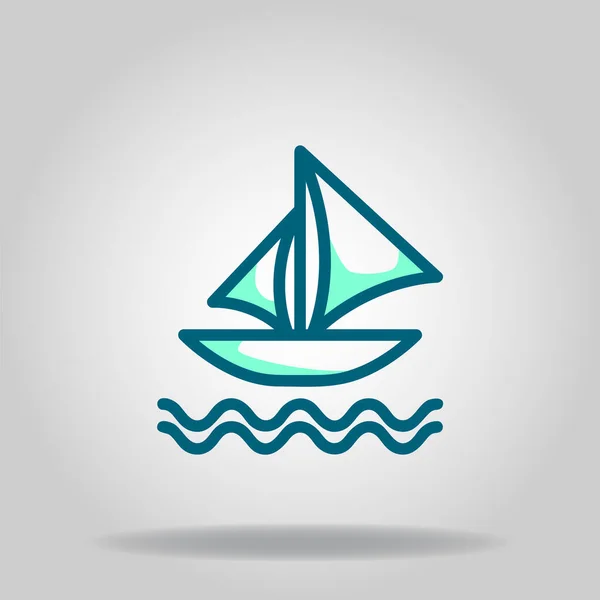 Logo Oder Symbol Des Segelbootsymbols Mit Zweifarbiger Blauer Farbe — Stockvektor