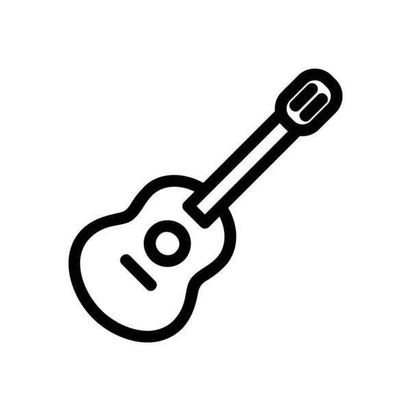 Logo Oder Symbol Der Gitarren Ikone Mit Schwarzem Linienstil — Stockvektor