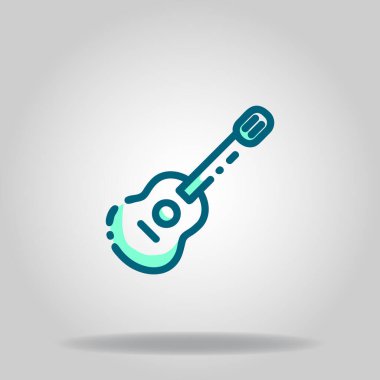 İkili mavi renkli gitar simgesinin logosu veya sembolü