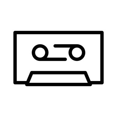 Siyah çizgi biçimli kaset simgesinin logosu veya sembolü