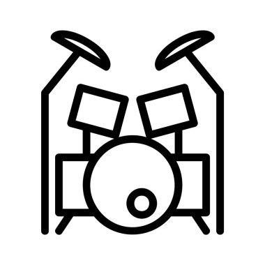 Siyah çizgi biçimli davul seti simgesi ya da logosu