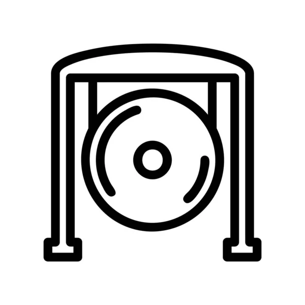 Logotipo Símbolo Del Icono Gong Con Estilo Línea Negra — Archivo Imágenes Vectoriales