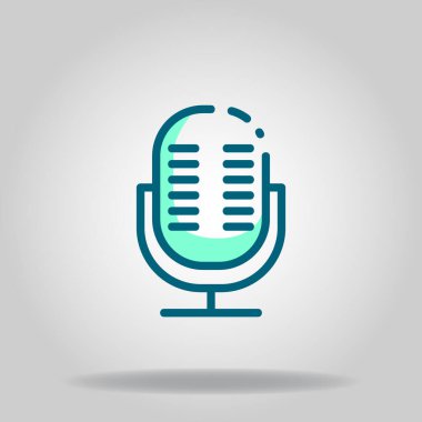 İkili mavi renkli mikrofon simgesinin logosu veya sembolü