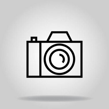 Siyah çizgi biçimli dslr kamera simgesinin logosu veya sembolü