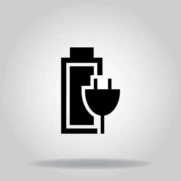 Logo Symbool Van Batterij Opladen Pictogram Met Zwarte Vulling Stijl — Stockvector