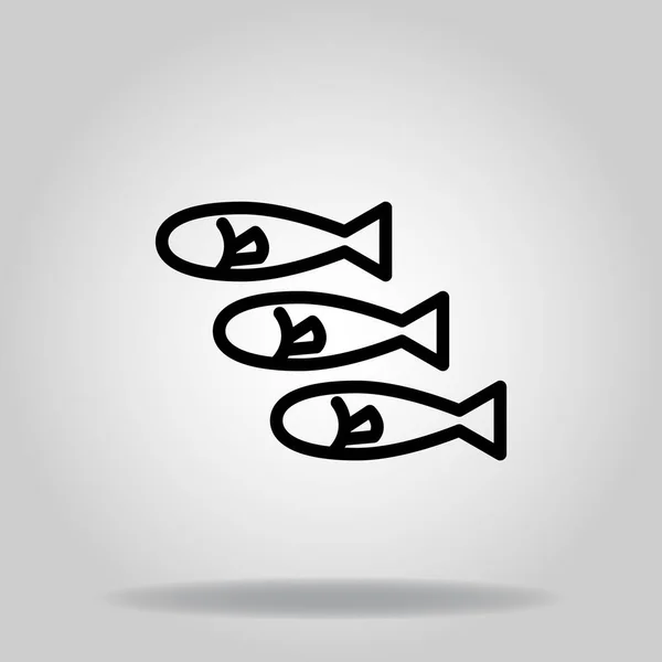 Logotyp Eller Symbol För Fisk Ikon Med Svart Linje Stil — Stock vektor