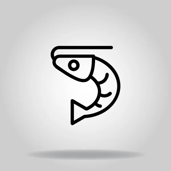 Logo Nebo Symbol Ikony Krevety Černou Čárou — Stockový vektor