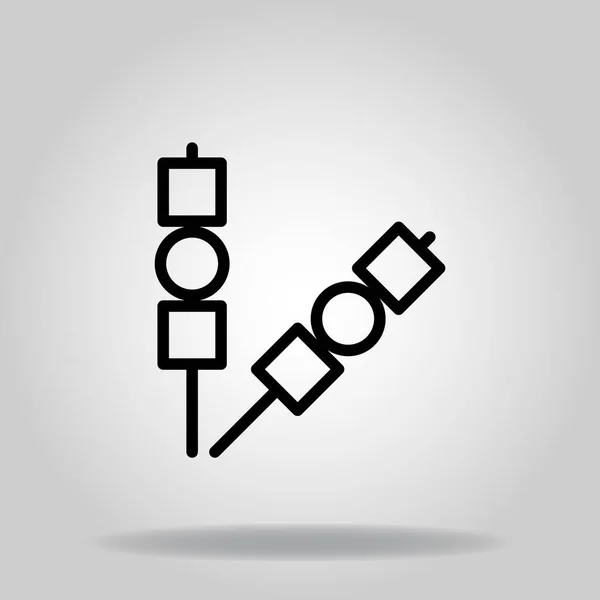 Logo Symbool Van Barbercue Stick Icoon Met Zwarte Lijn Stijl — Stockvector