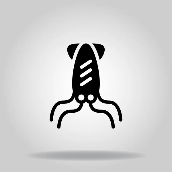 Logo Symbole Icône Calmar Avec Style Remplissage Noir — Image vectorielle