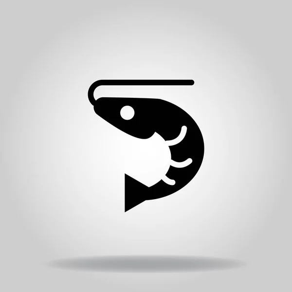 Logo Symbole Icône Crevettes Avec Style Remplissage Noir — Image vectorielle