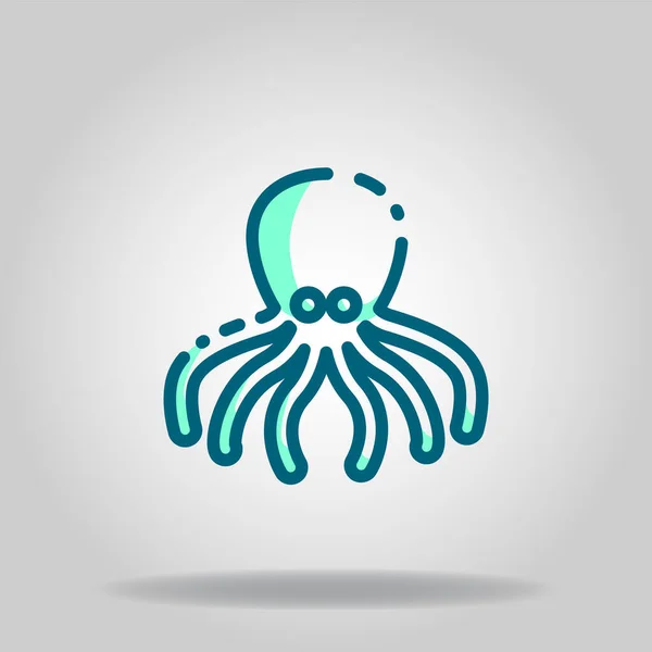 Logo Symbole Icône Poulpe Avec Style Couleur Bleu Twotone — Image vectorielle