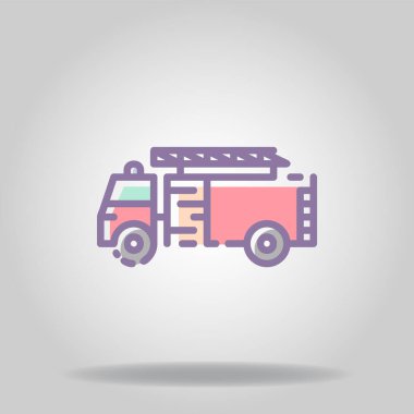 Pastel renkli stil ile itfaiye aracı simgesi ya da logosu