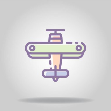 Pastel rengi veya düz stil içeren uçak simgesi logosu veya sembolü