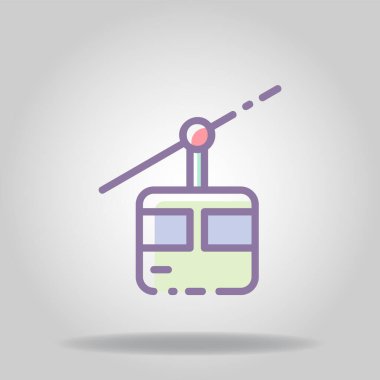 Pastel rengi veya düz stil içeren teleferik simgesi logosu veya sembolü